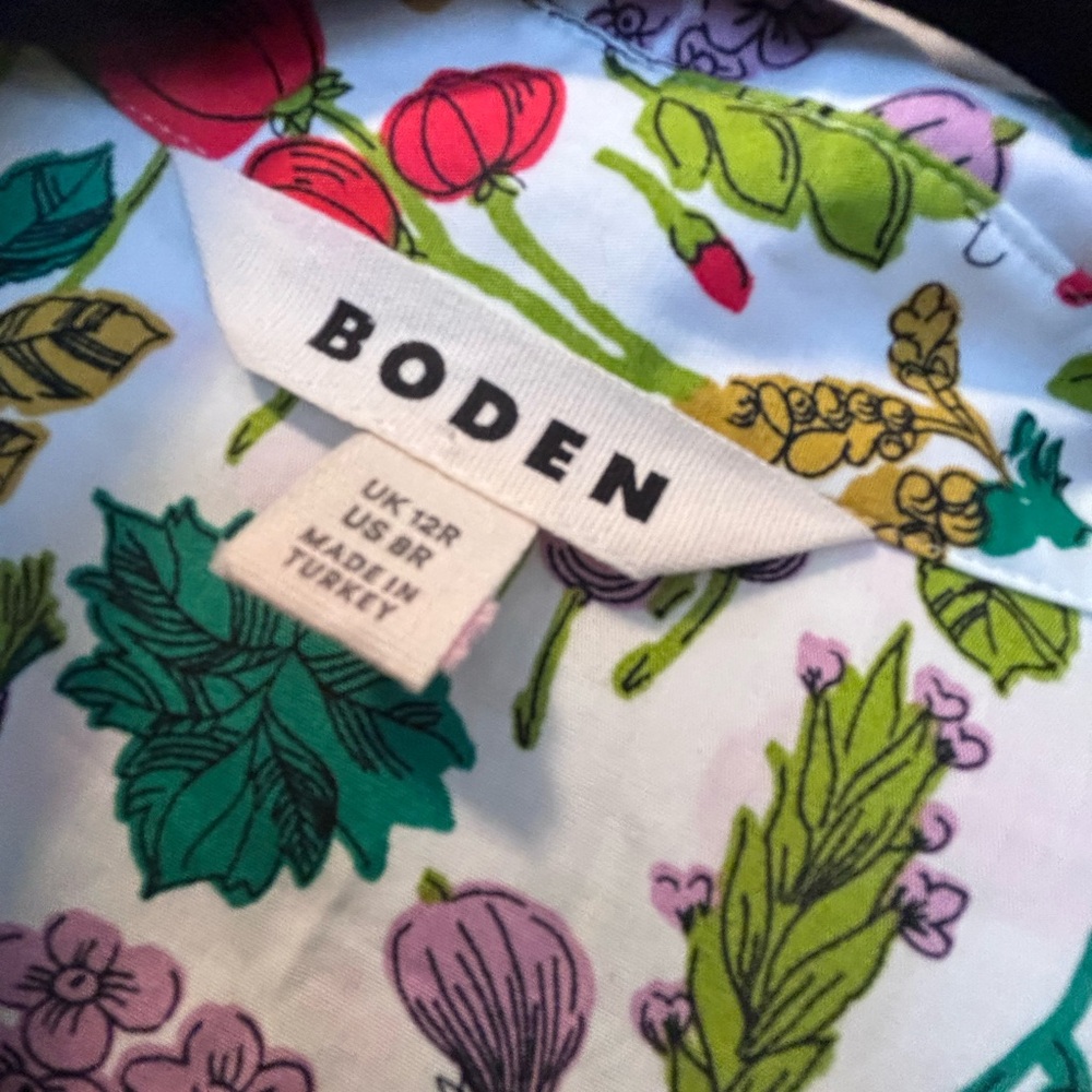 Boden Multicolor Floral Tie-Waist Midi Shirt Dress in White - Picture 3 of 5